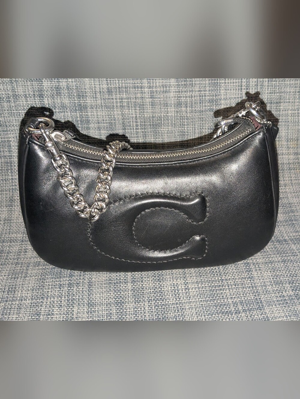 Coach Teri Quilted Black Leather Shoulder Bag with Chain Strap
